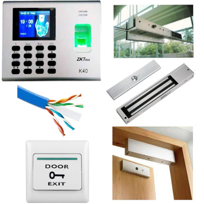KTeco K40 Access Control Full Package Package includes 1 x ZKTeco K40 1 x Magnetic lock 280KG 1 x Power adapter 12V1.5/3A 1 x Push / Exit button Door Z / U channel 5-meter Cat-6 cable Without Installation